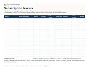 Preview of the Subscription Tracker resource