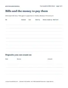 Preview of the Household Bills Check resource