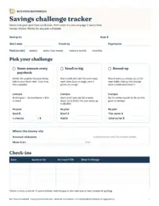 Preview of the blank savings challenge tracker printable