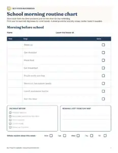 Preview of the blank school-day routine chart printable