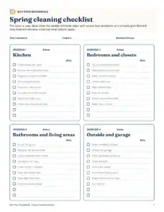Preview of the blank spring cleaning checklist printable
